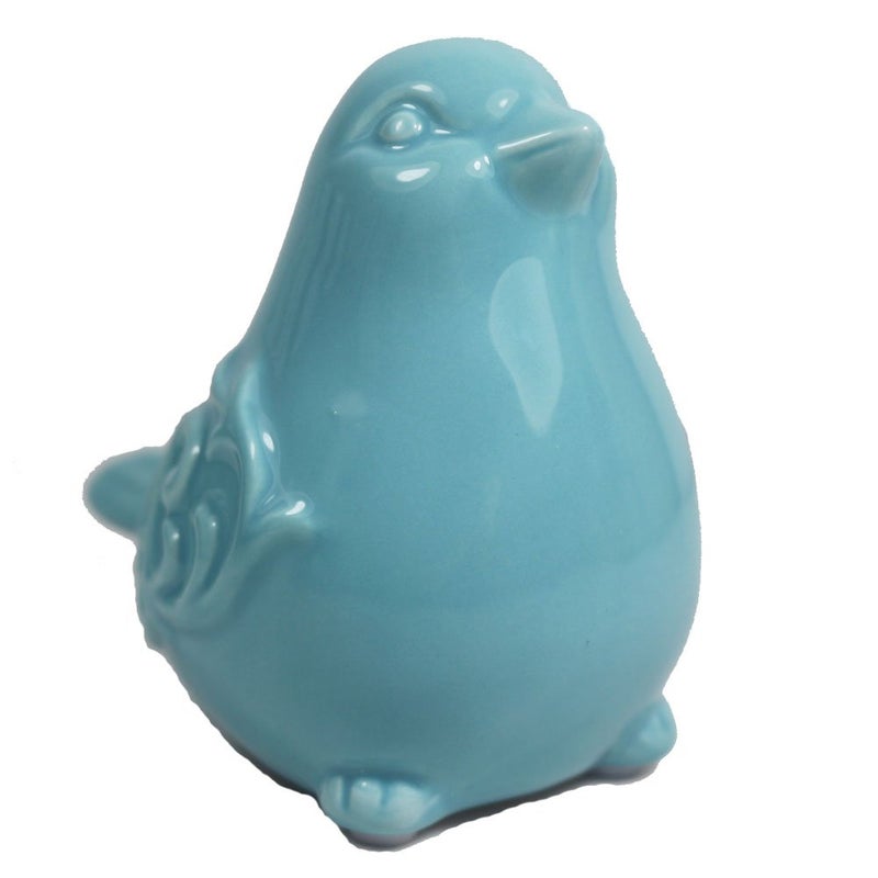 KiaoTime New French Garden Cottage Bird Figurine - Blue Glazed Ceramic Statue, Sculpture for Home, Garden, Wedding Decor (Blue) - Image 2